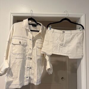 Cooper Jacket By.DYLN Cream Denim Jacket & Mini Skirt Set